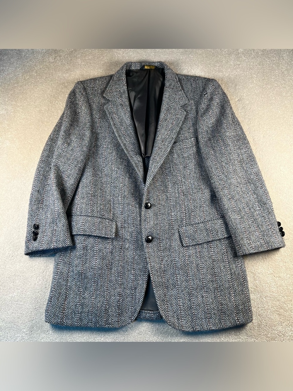 Harris Tweed Blazer Wool Gray Hand Woven Scottish Wool Men's 38 NO SIZE LABEL